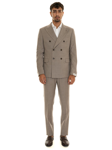 Paoloni Men's Taupe Double Breasted Suit