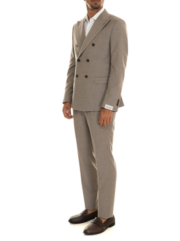 Paoloni Men's Taupe Double Breasted Suit