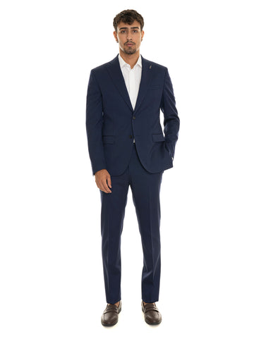 Men's suit with 2 buttons Medium blue Paoloni Uomo