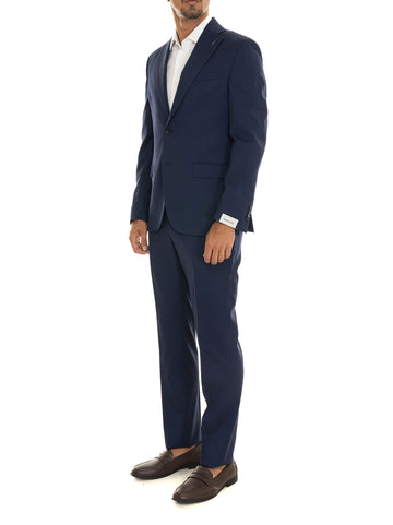 Men's suit with 2 buttons Medium blue Paoloni Uomo