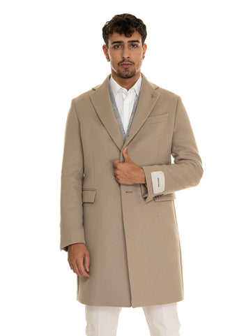 Beige Paoloni Men's 3 Button Coat