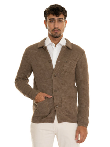 Paoloni Men's Brown Deconstructed Unlined Jacket