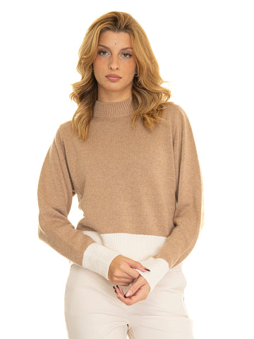 Maglia in lana Pale Cammello-bianco Pennyblack Donna