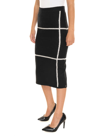 Pennyblack Women's Black-White Flared Pencil Skirt