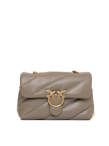 Borsa in pelle media Love puff Grigio Pinko Donna