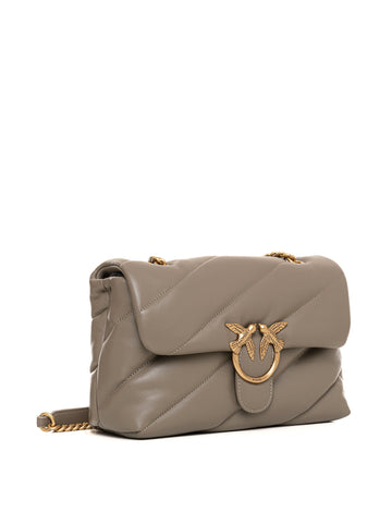 Borsa in pelle media Love puff Grigio Pinko Donna