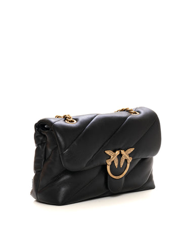 Borsa in pelle media Love puff Nero Pinko Donna