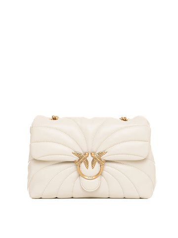 Borsa in pelle con catena Love puff Bianco Pinko Donna