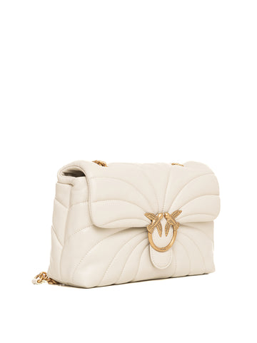 Borsa in pelle con catena Love puff Bianco Pinko Donna