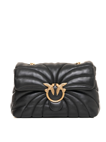 Borsa in pelle con catena Love puff Nero Pinko Donna