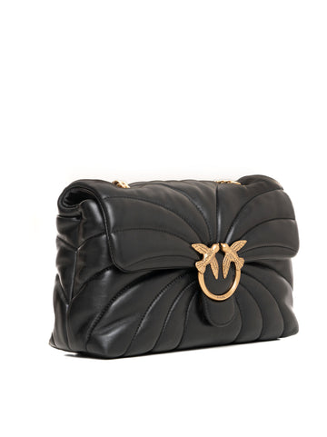 Borsa in pelle con catena Love puff Nero Pinko Donna