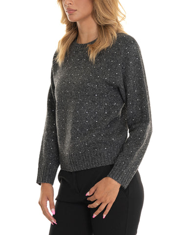 Maglia girocollo Avvinato Grigio-nero Pinko Donna