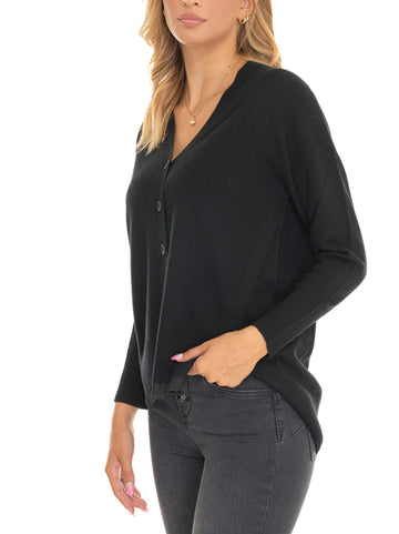 Cardigan bottoni Sostanza Nero Pinko Donna