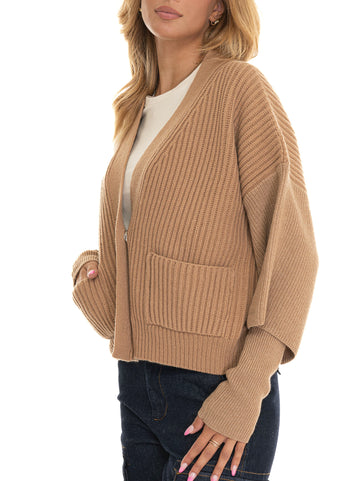 Pinko Women's Brioso Beige Knit Cardigan