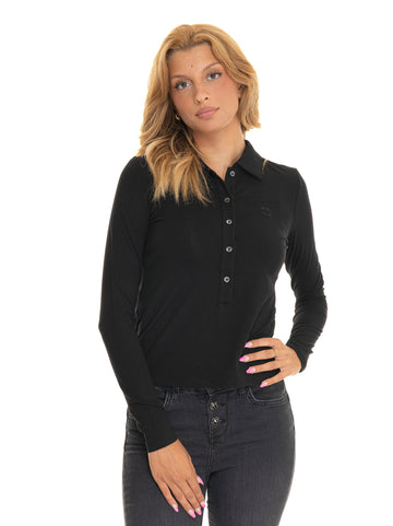 Pinko Women's Black Photo Holder Long Sleeve Polo