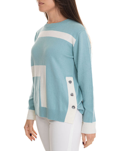 Maglia in lana Verde-bianco Quality First Donna