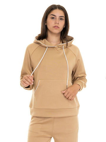 Felpa con cappuccio Cammello Quality First Donna