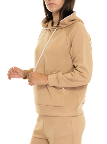 Felpa con cappuccio Cammello Quality First Donna