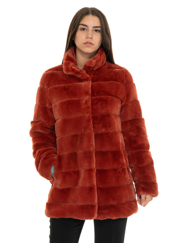 Rust Long Fur Coat Quality First Women