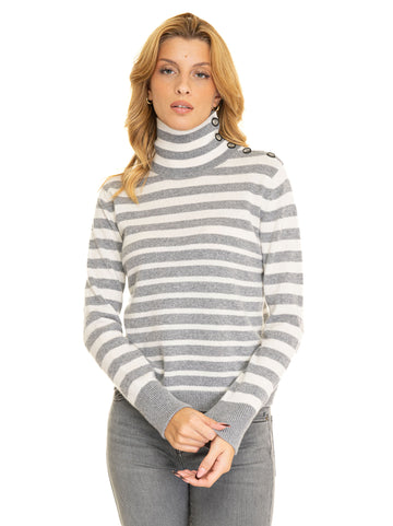 Maglia in cashmere Mery Grigio-bianco Vanisé Donna