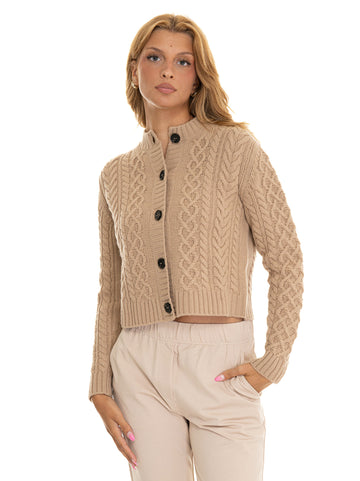 Cardigan con trecce Afosi Cammello Weekend Max Mara Donna