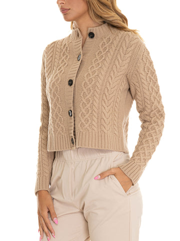 Cardigan con trecce Afosi Cammello Weekend Max Mara Donna