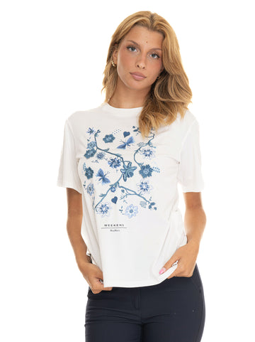 T-shirt mezza manica Barbano Bianco-blu Weekend Max Mara Donna