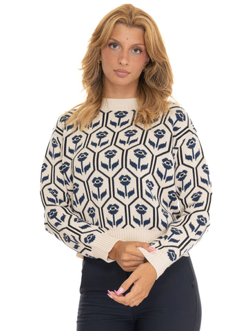 Maglia girocollo Odeon Bianco-blu Weekend Max Mara Donna