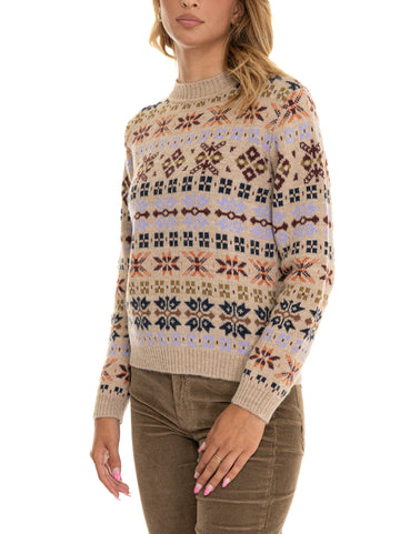 Paride Beige Crewneck Sweater Weekend Max Mara Women