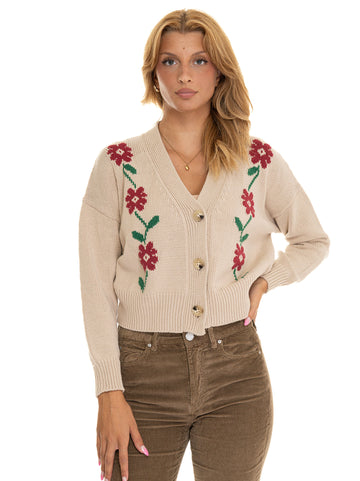 Teulada Beige-red Short Cardigan Weekend Max Mara Women