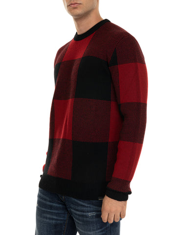 Woolrich Men's Buffalo Sweater Red-Black Crewneck Sweater