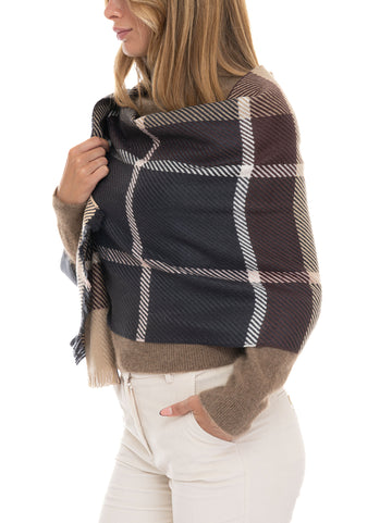 Sciarpa Lana tartan Marrone Barbour Donna