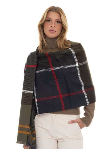 Sciarpa Lana tartan Verde Barbour Donna