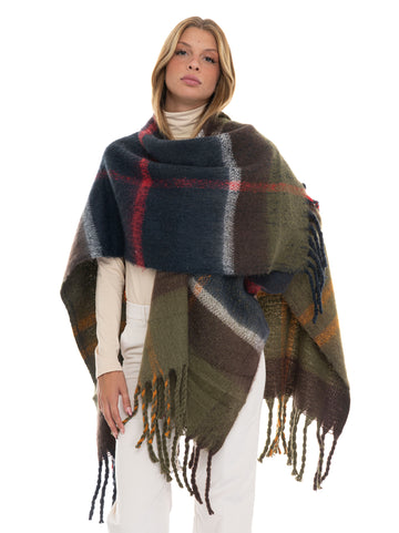 Barbour Women's Green Tartan Wool Cape