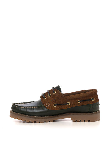 Mocassino bimateriale Verde-marrone Barbour Uomo