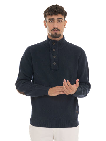 Pullover 4 bottoni Blu Barbour Uomo