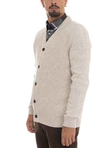 Cardigan bottoni Beige Barbour Uomo