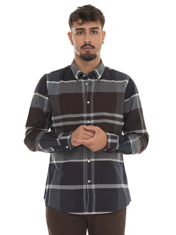 Camicia Marrone-blu Barbour Uomo