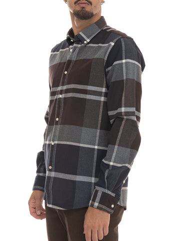 Camicia Marrone-blu Barbour Uomo