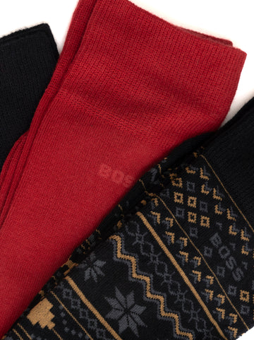 Calzino lungo 3PRSGIFTSET Nero-bordeau BOSS Uomo