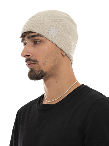 Cappello in maglia  AKAIO-R-HAT Beige BOSS Uomo