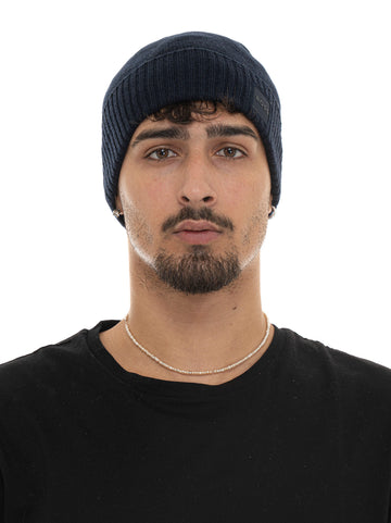 Cappello in maglia  AKAIO-R-HAT Blu BOSS Uomo