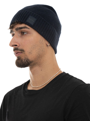 Cappello in maglia  AKAIO-R-HAT Blu BOSS Uomo