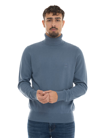 BOSS Men's AKIRO-S Turtleneck Sweater in Light Blue