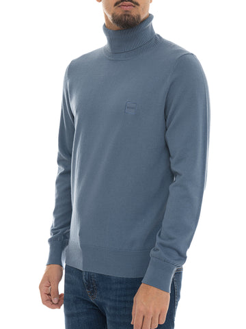 BOSS Men's AKIRO-S Turtleneck Sweater in Light Blue