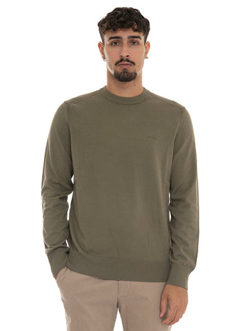 BOSS Men's ASAC-C Green Crew Neck Sweater