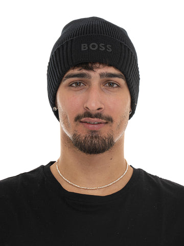 Cappello a coste ASIC-BEANIE-X Nero BOSS Uomo