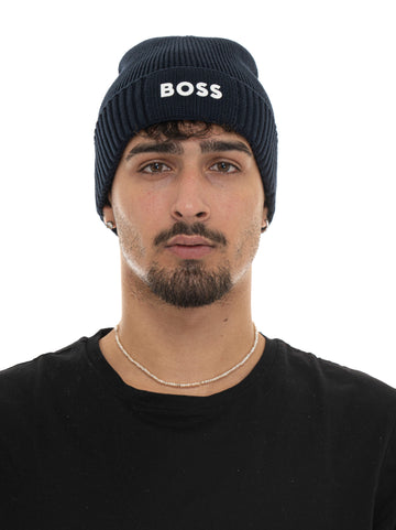 Cappello a coste ASIC-BEANIE-X Blu BOSS Uomo