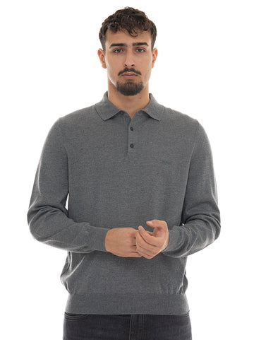 BOSS Men's BONO-L Long Sleeve Polo Shirt Medium Grey