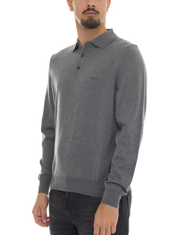 BOSS Men's BONO-L Long Sleeve Polo Shirt Medium Grey